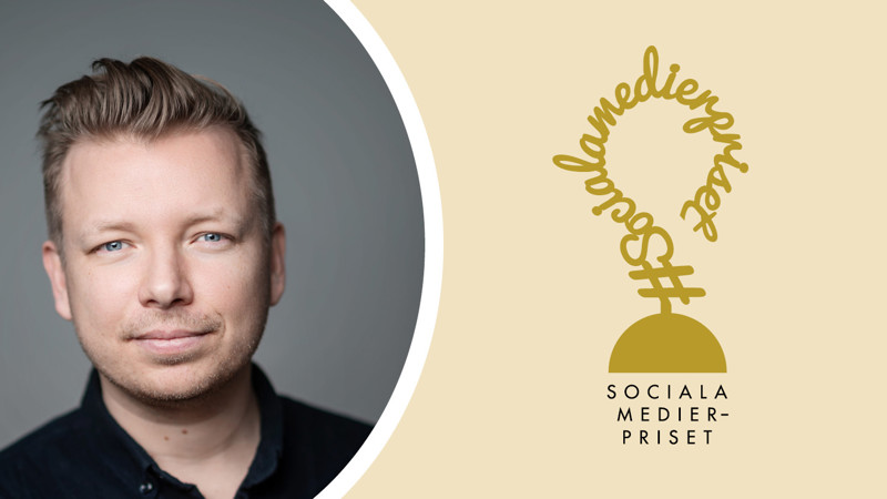 Emanuel karlsten och en logotyp för sociala medierpriset