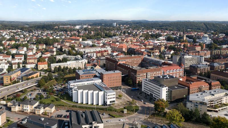 Vy över campus och staden