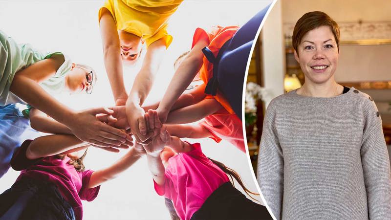 Kollage: genrebild och porträttbild av Maria Svensson