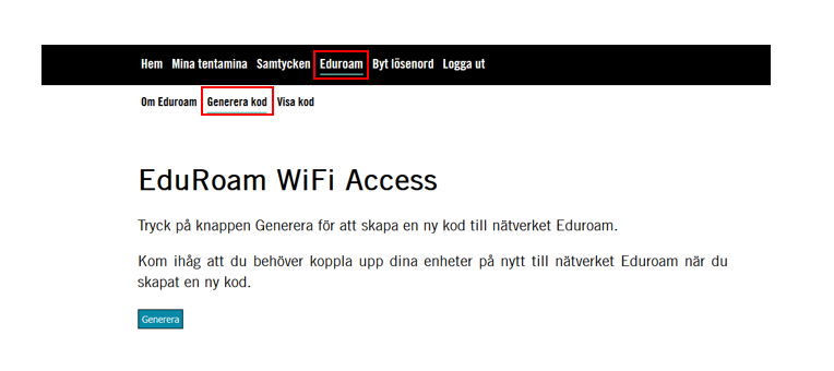 Skapa lösenord till Eduroam